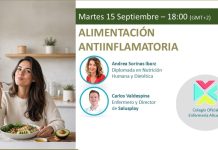 15 de septiembre, webinar: “Alimentación antiinflamatoria”