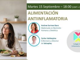 15 de septiembre, webinar: “Alimentación antiinflamatoria”